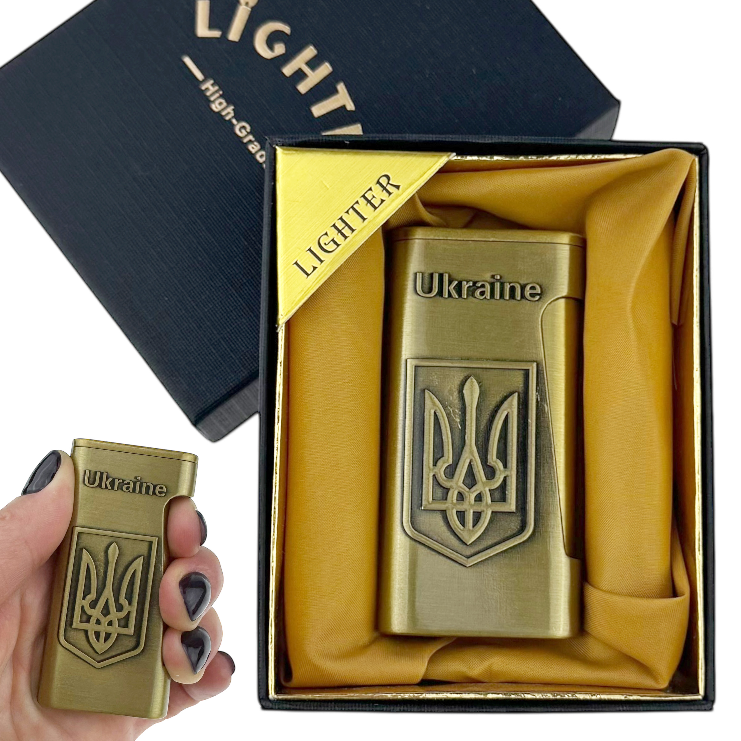 Запальничка подарункова LIGHTER герб України вибитий (10)
