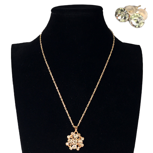 Набор цепочка с серёжками цветок пять камушек (12)