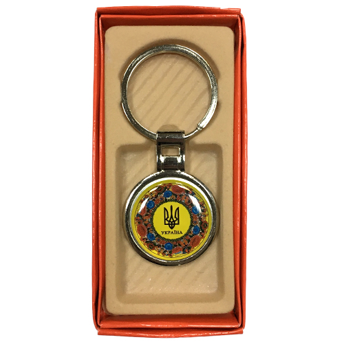 Брелок  в коробке круглый  цветок Украина (12)
