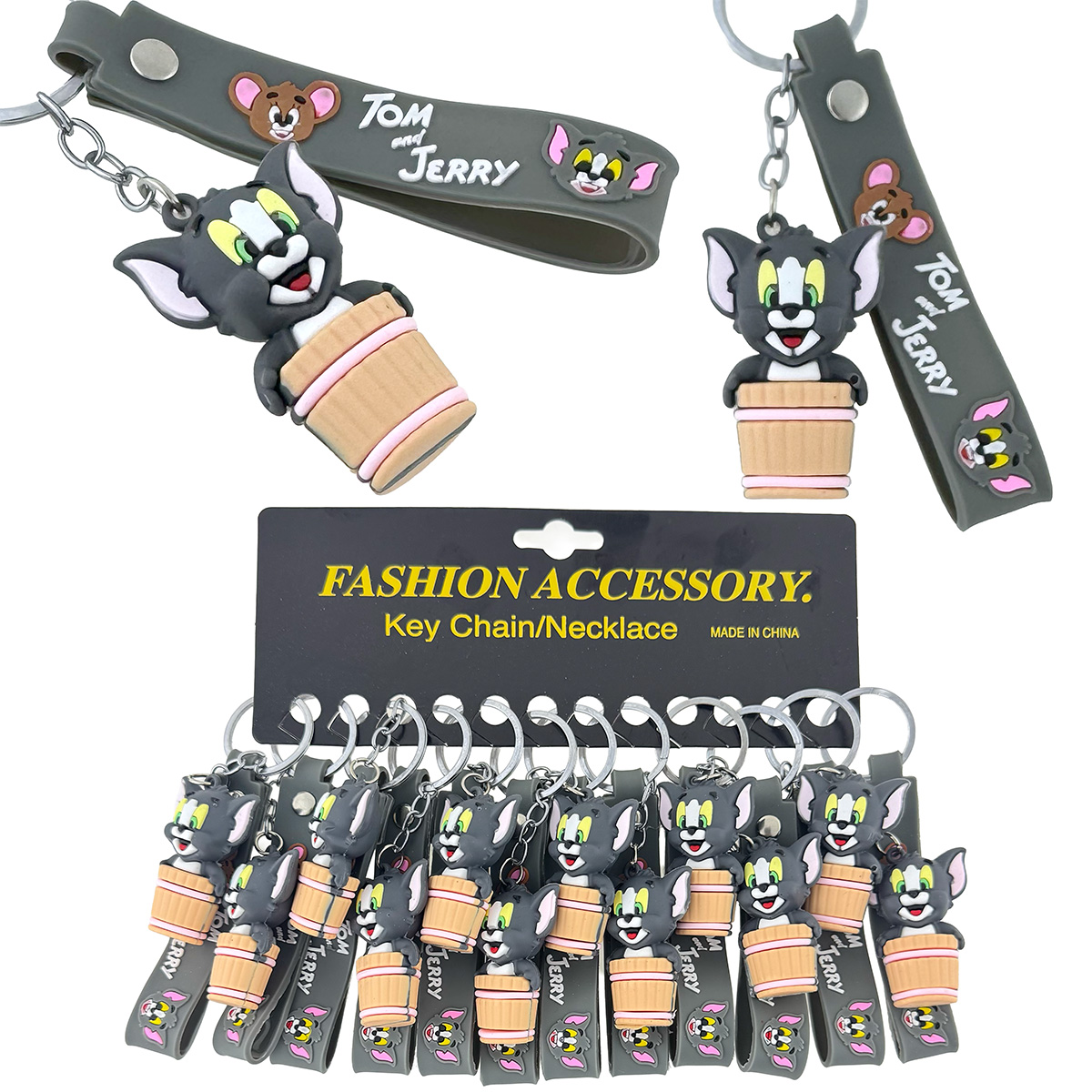 Брелок гумовий обʼємний з браслетом Томік сидить в бочці (12)