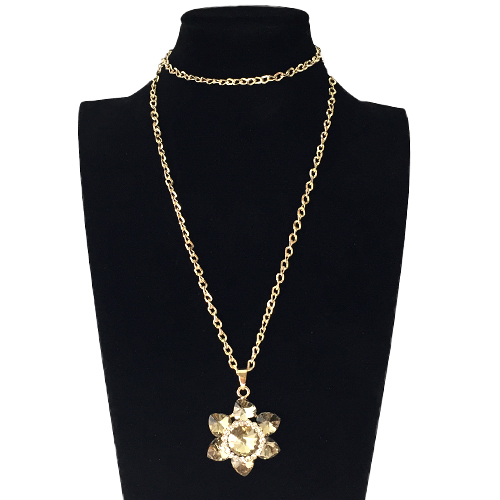 Подвеска крупная цепочка цветок крупный камень (12)