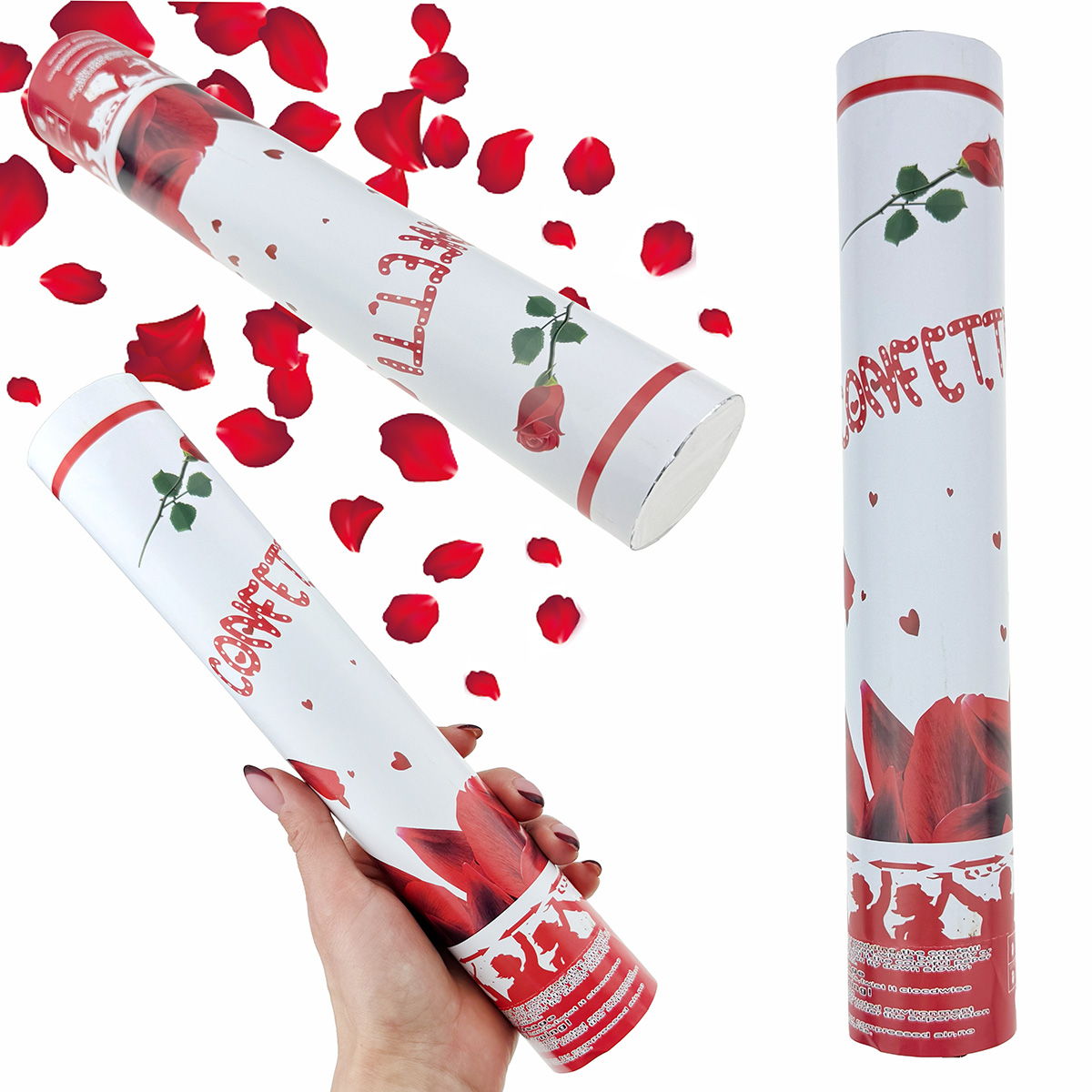 Хлопушка конфетті пелюстки троянд 30 см /100/