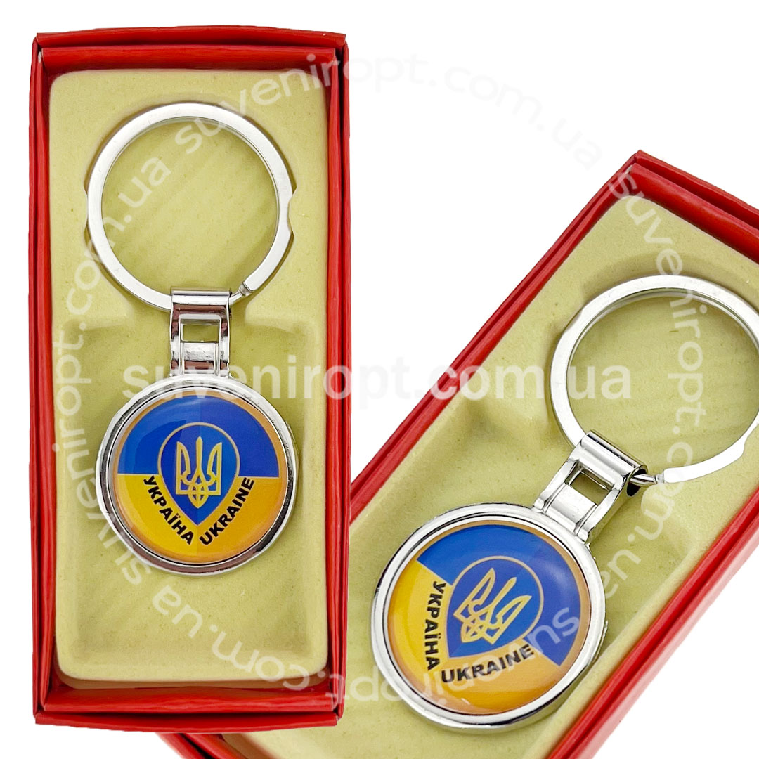 Брелок у коробці круглий крапля Україна (12)