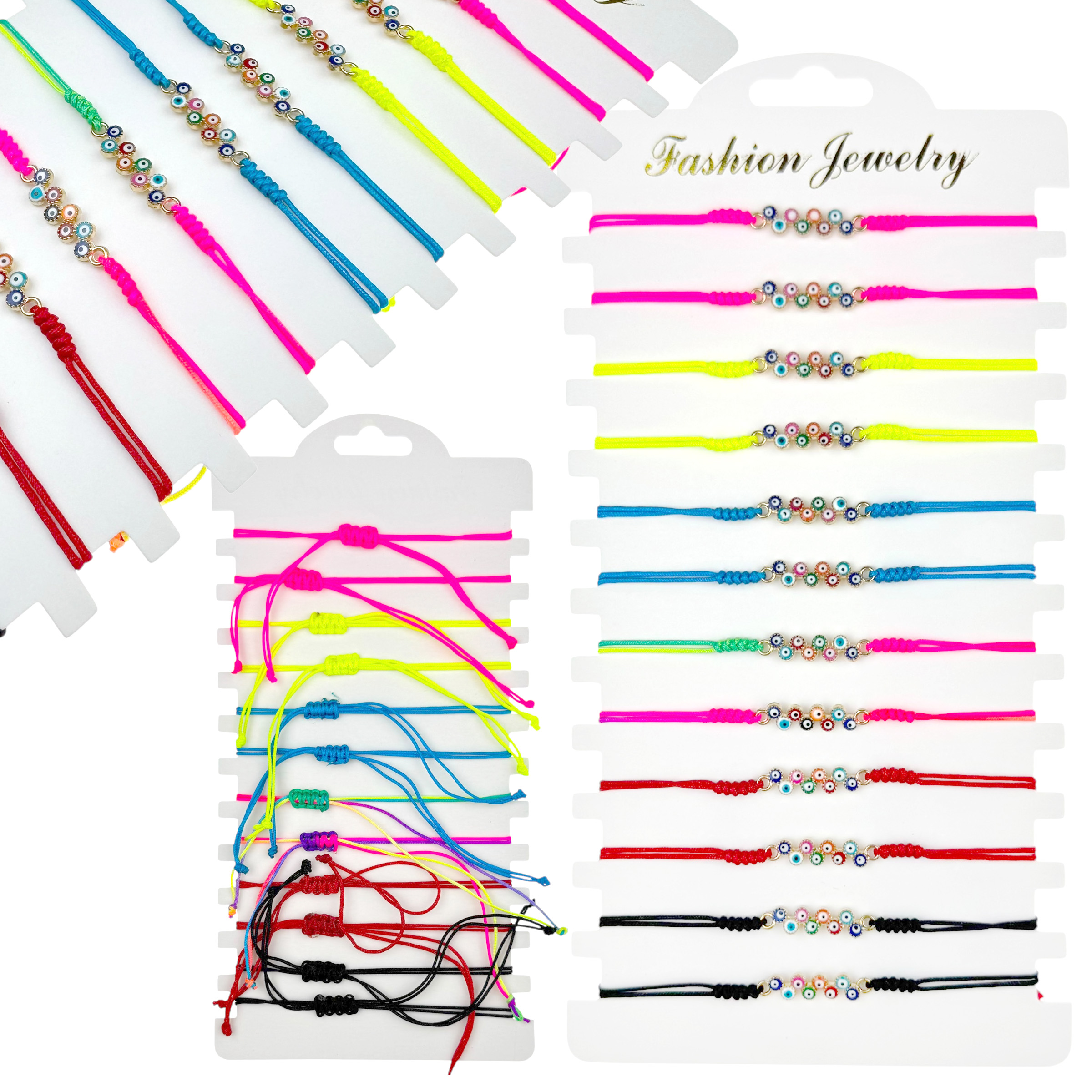 Браслет тонкий мікс кольорів 8 міні очей (12) 