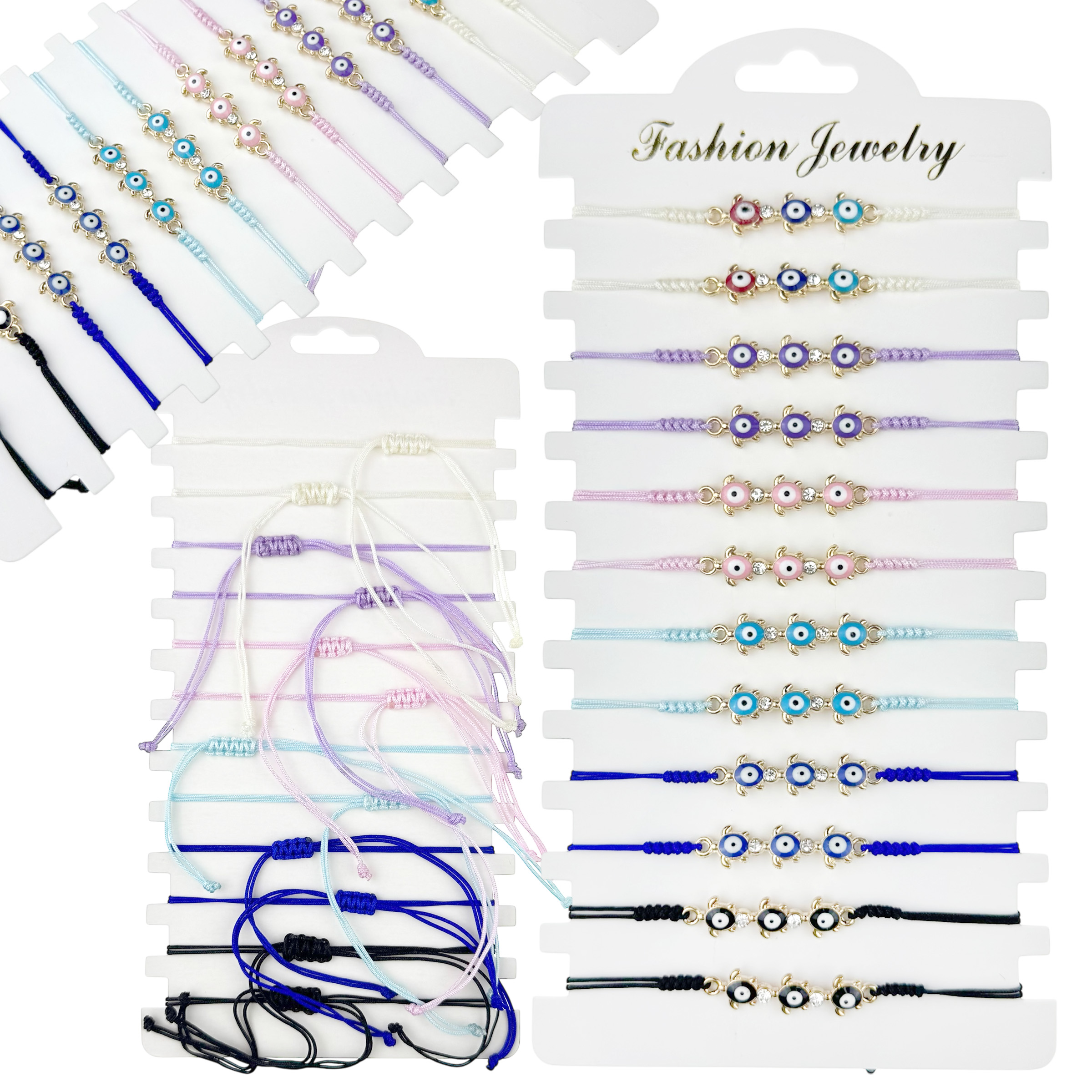 Браслет тонкий мікс кольорів 3 черепашки (12) 