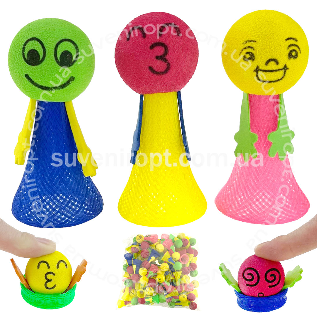 Прикол іграшка воланчик стрибунець великий  9см (100)/2000/