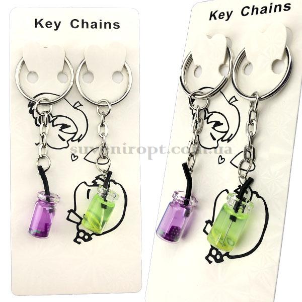 Брелки парный коктели с фруктами и трубочкой  (12)