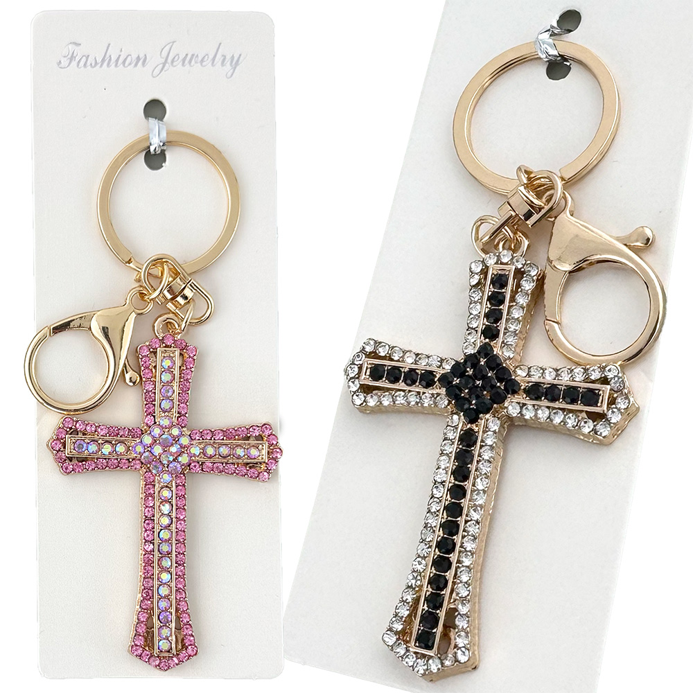 Брелок хрест великий в камінчиках (12)