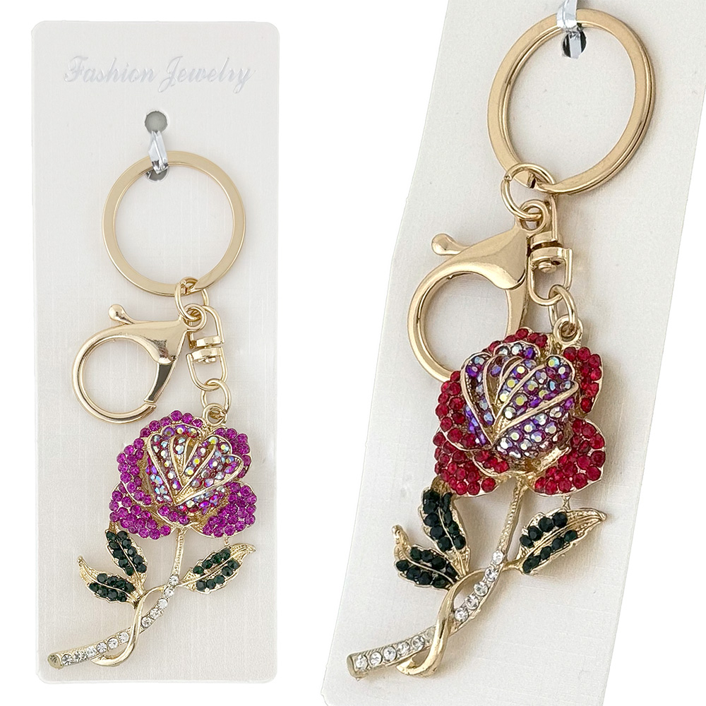 Брелок в камінчиках троянда велика  (12)