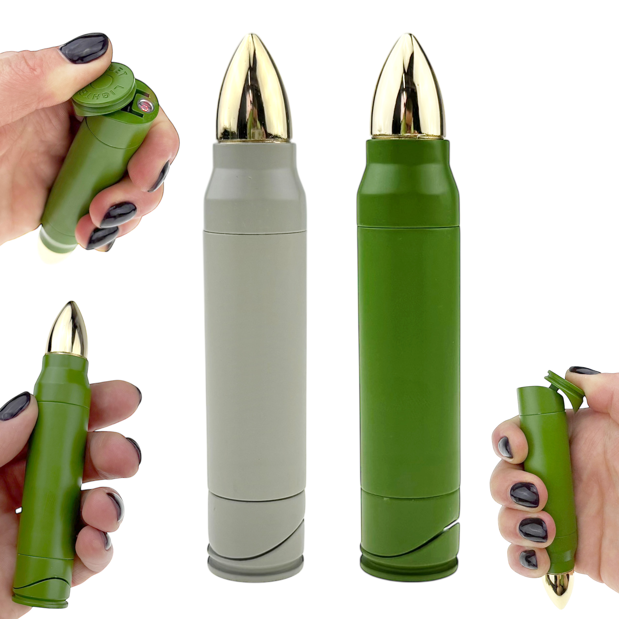 Запальничка куля  велика сіра та зелена гостра 9 cм (10)