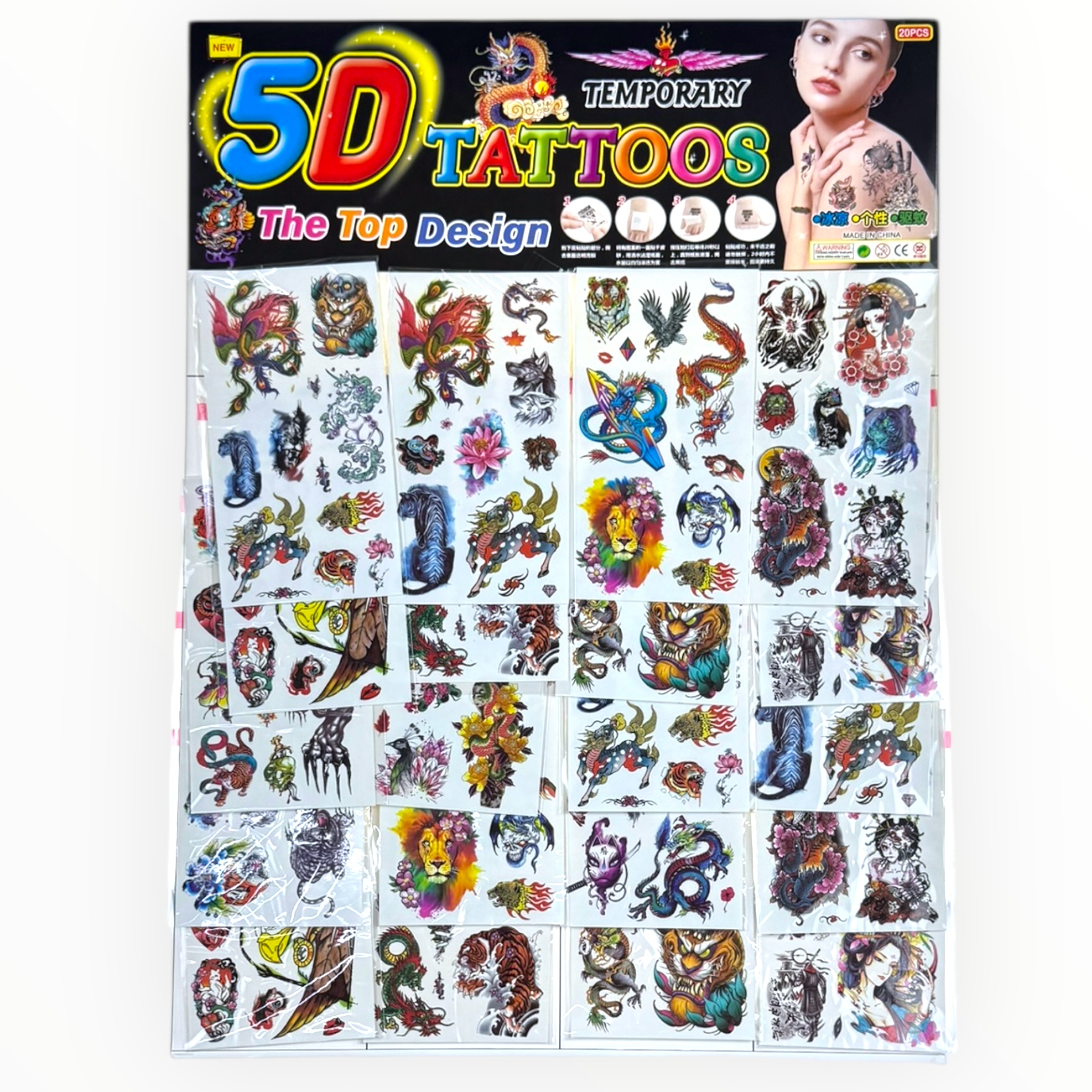 Тату тимчасове асорті лев,дівчина на планшеті (20) /4000/