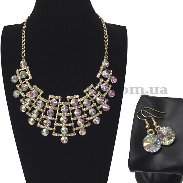 Ожерелье на шею белая лестница с серёжками большое