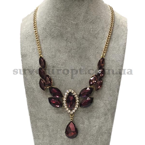 Ожерелье на шею бордовые капли