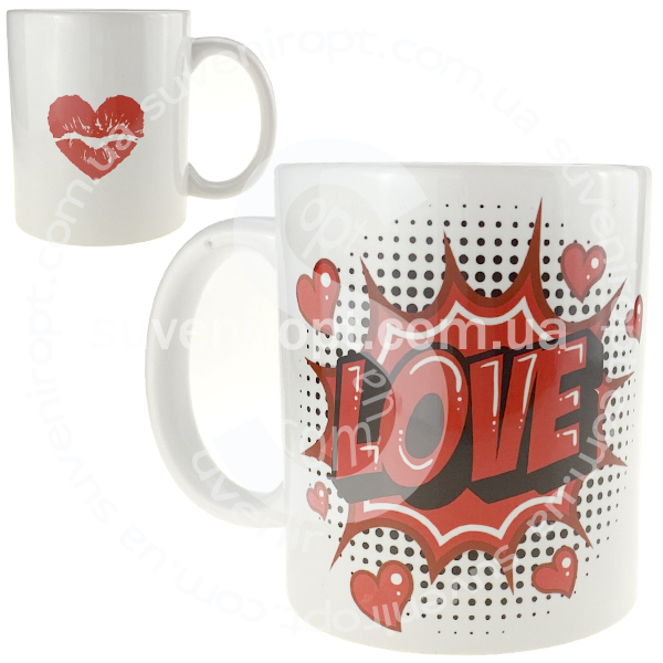 Кружка  LOVE винтаж сердце губки  310 гр (12)
