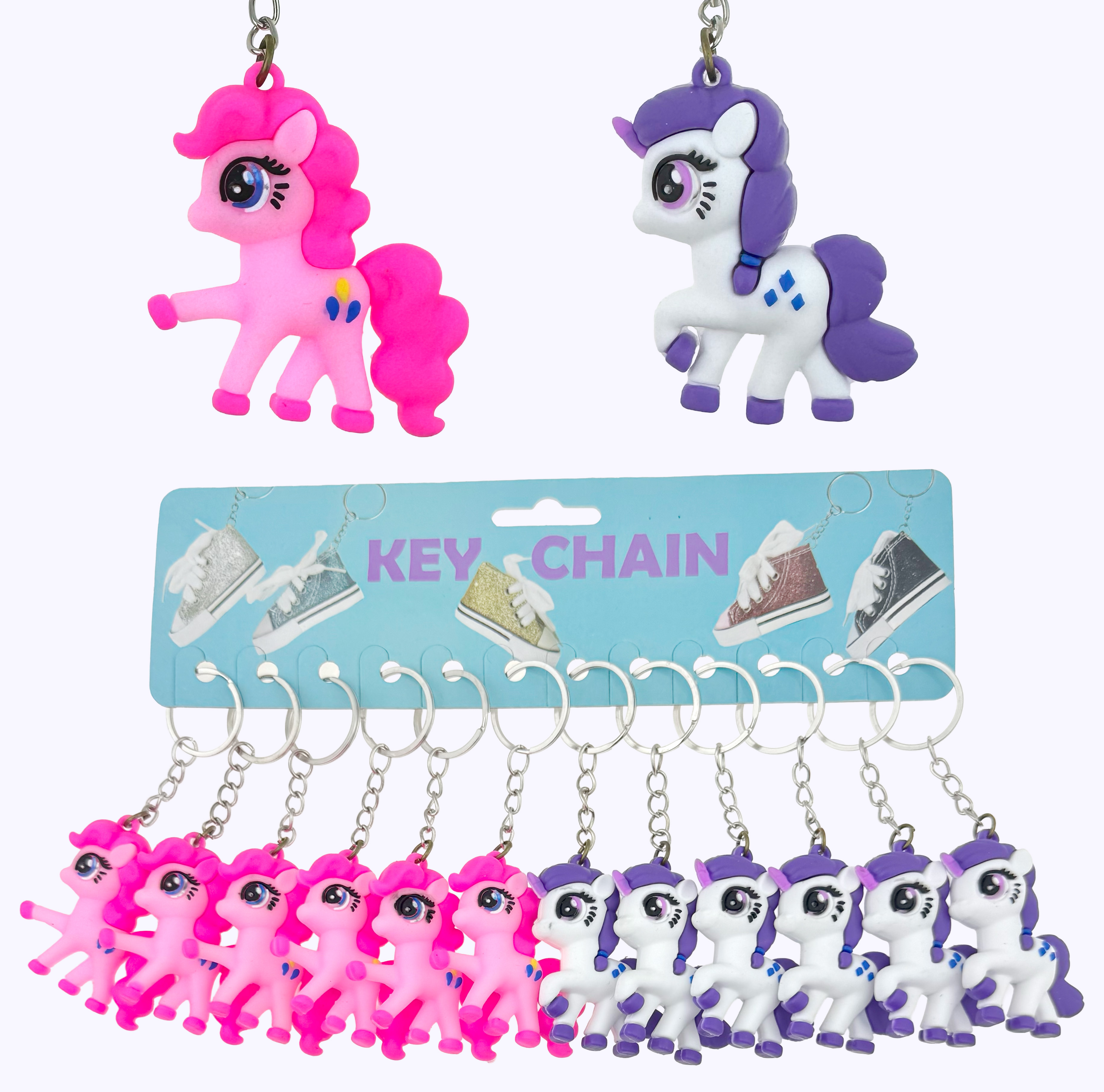 Брелок гумовий обемний одноріжка середня кольорова (12)