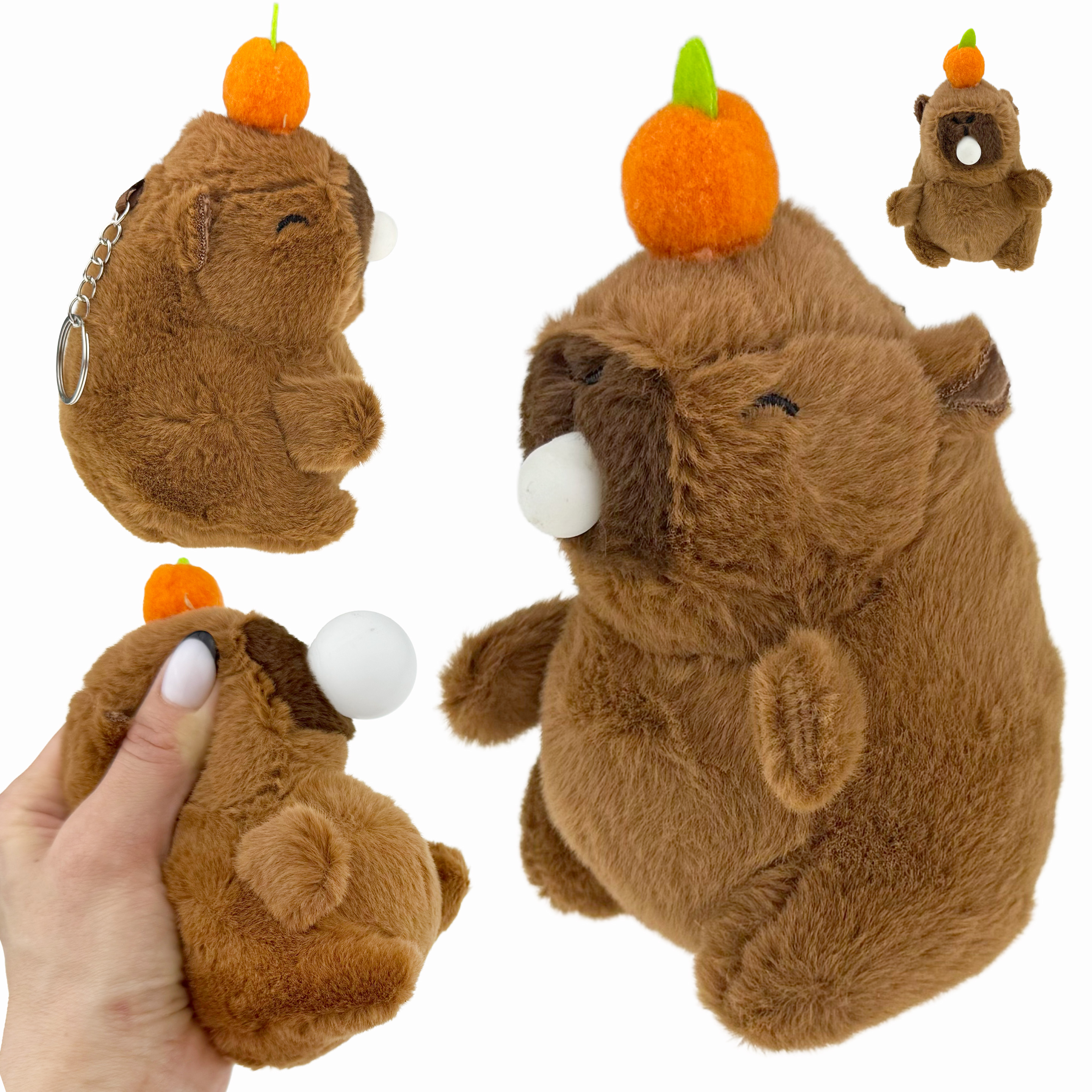 Капибара із штучного хутра сидить надуває гумку /300/