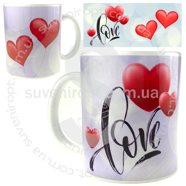 Кружка Love с шариками  сердца 310 гр (12)