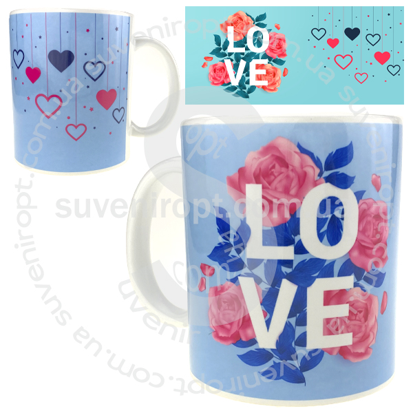 Кружка Love в розах  сердца 310 гр (12)