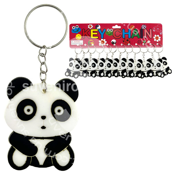 Брелок гумовий плаский Панда сидить(12)