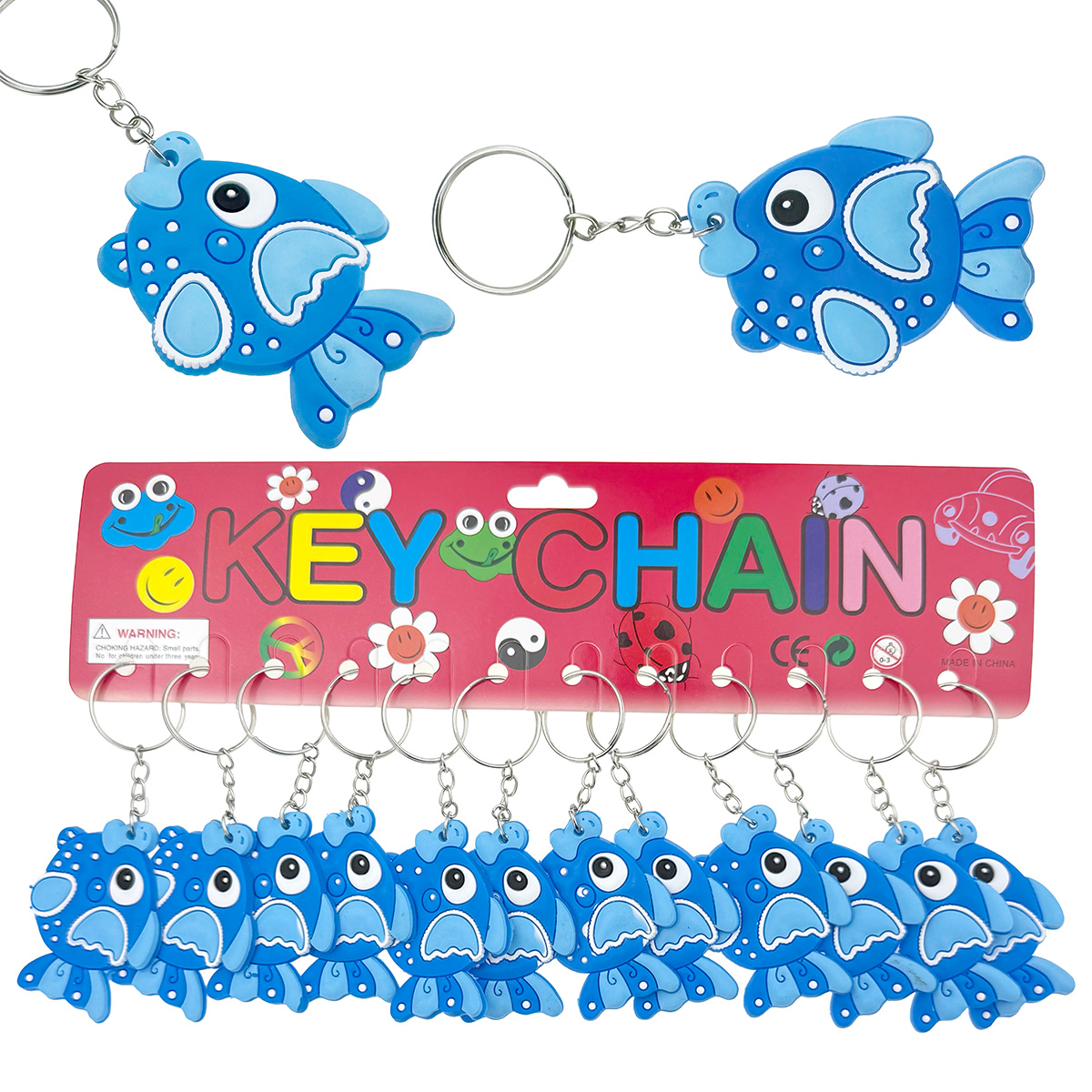 Брелок гумовий плаский блакитна риба (12)