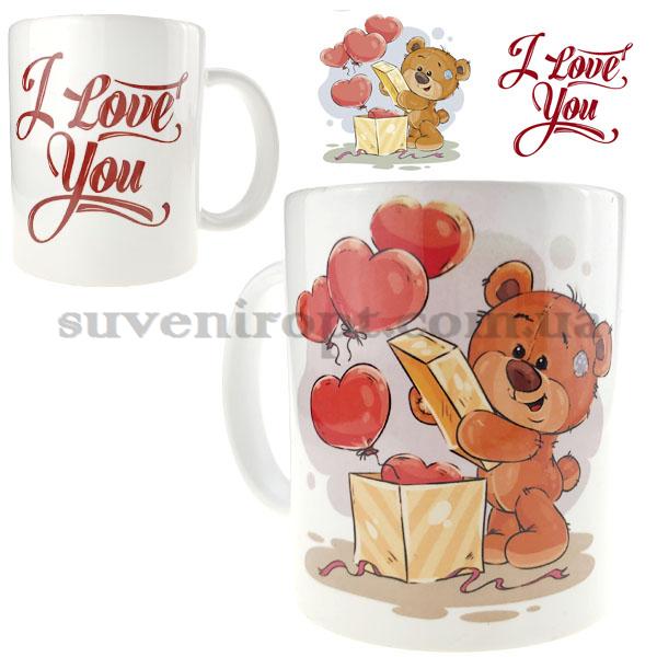 Кружка мишка с коробкой и шариками I LOVE YOU ! 310 гр (12)