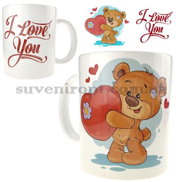 Кружка мишка в облаке с сердцем I LOVE YOU ! 310 гр (12)