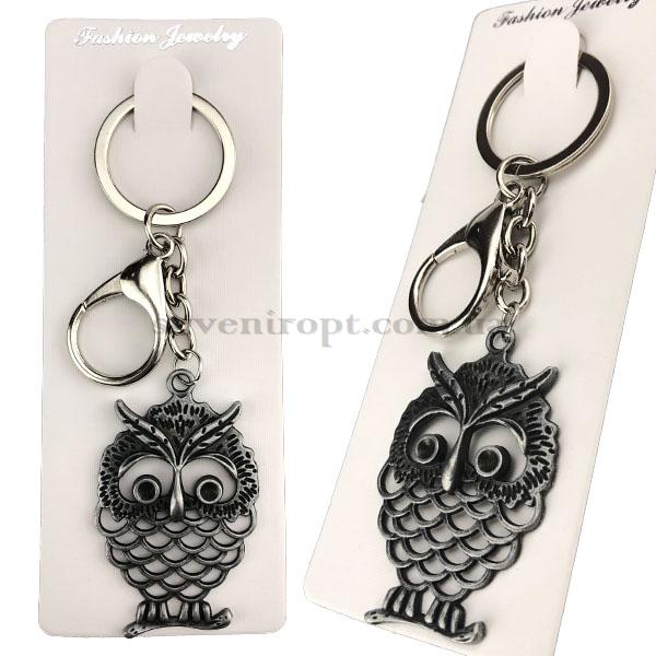 Брелок   в упаковке металлический сова широкая шалушистая