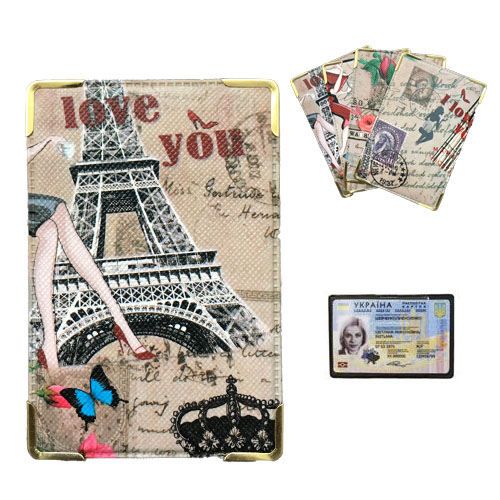 Обложка  для карт,ID паспорт,пропуск,студенчиский и т.д тканевая башня дама цветная