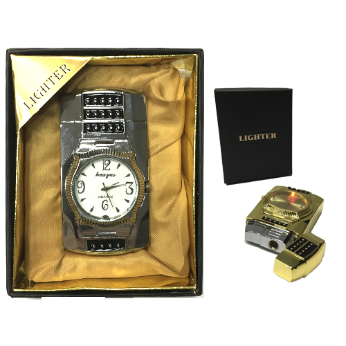 Зажигалка  LIGHTER  часы браслетиком чёрным с подсветкой (10)