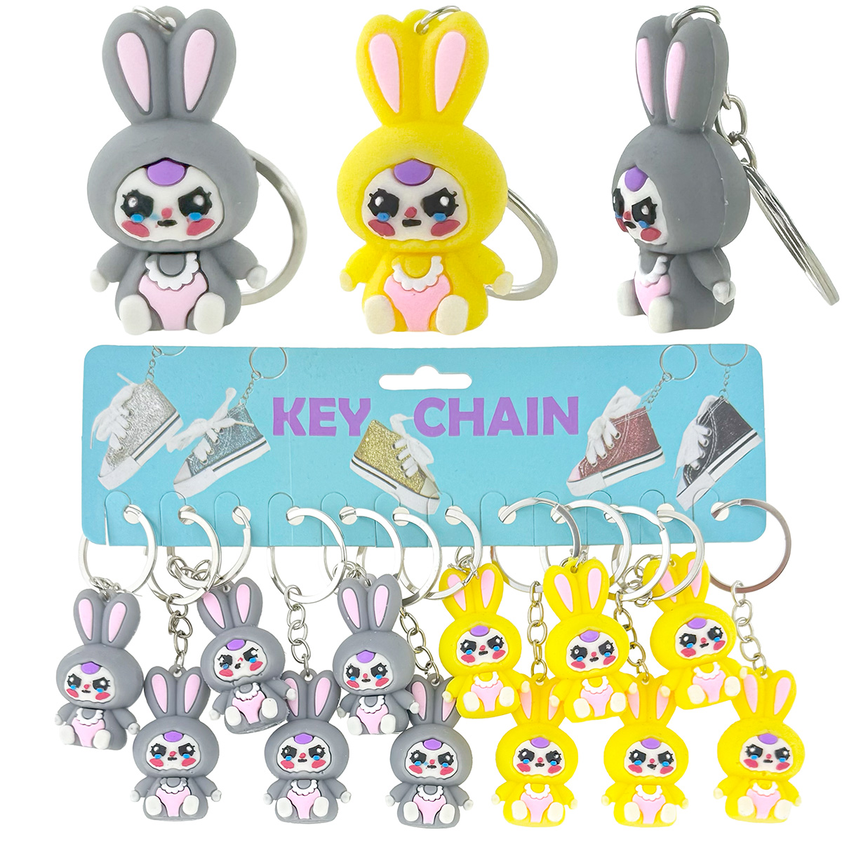 Брелок гумовий обʼємний зайчик насуплений (12)