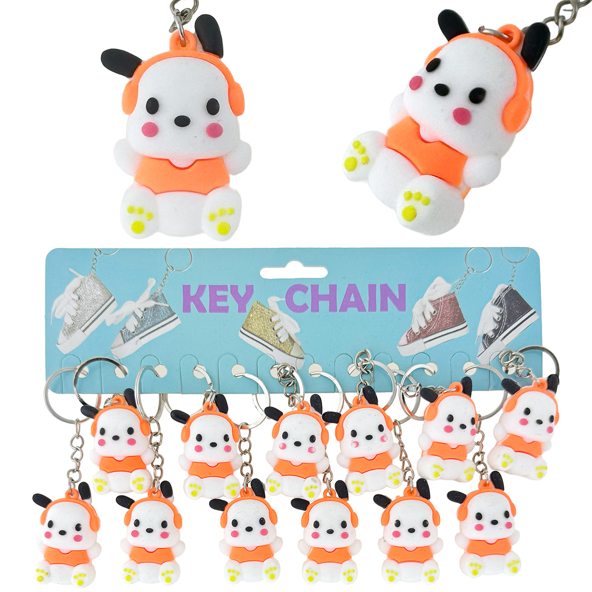 Брелок гумовий обʼємний песик в навушниках (12)