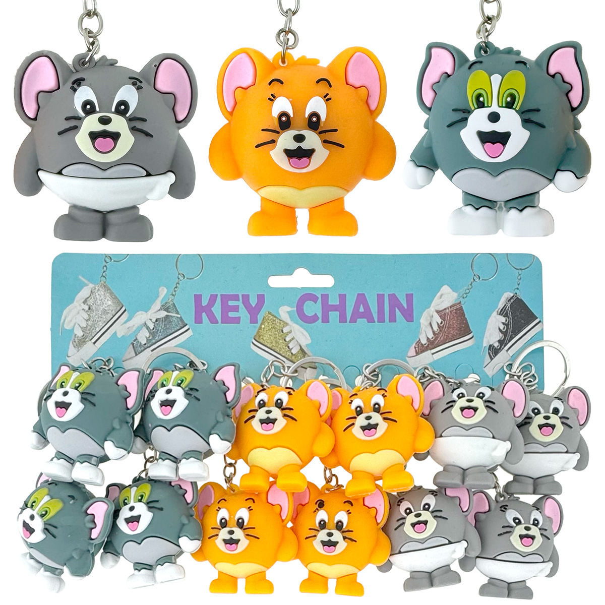 Брелок гумовий обʼємний Том і Джері товстунчики великі (12)