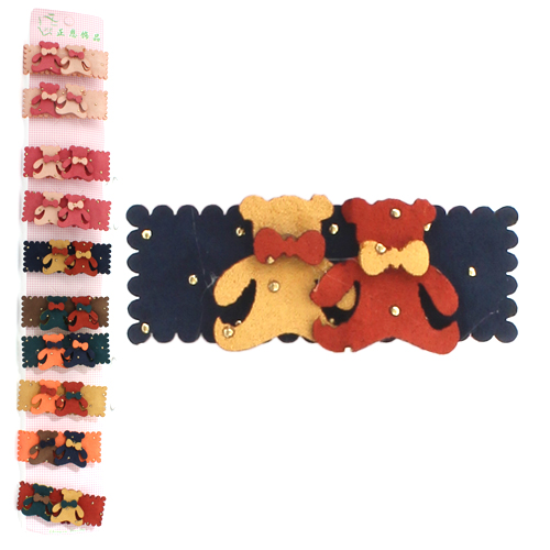 Заколка тканевая с мишками пара (10)