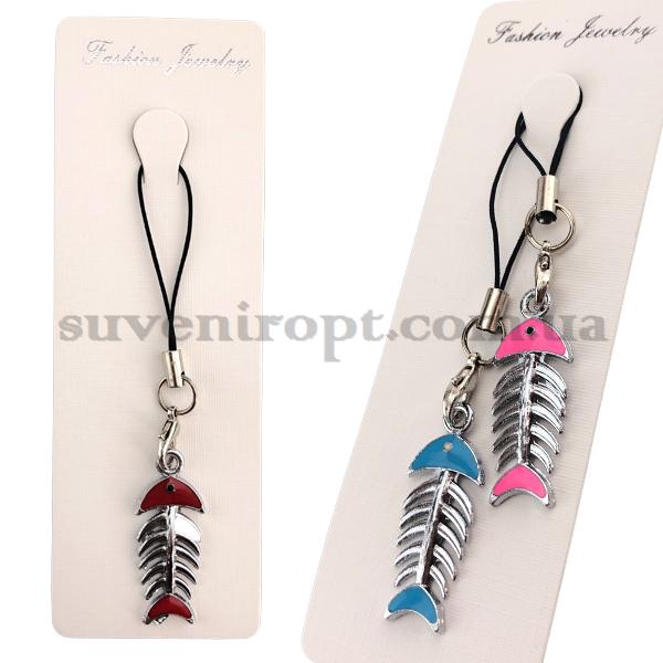Брелок на мобильный скелет рыбки железный