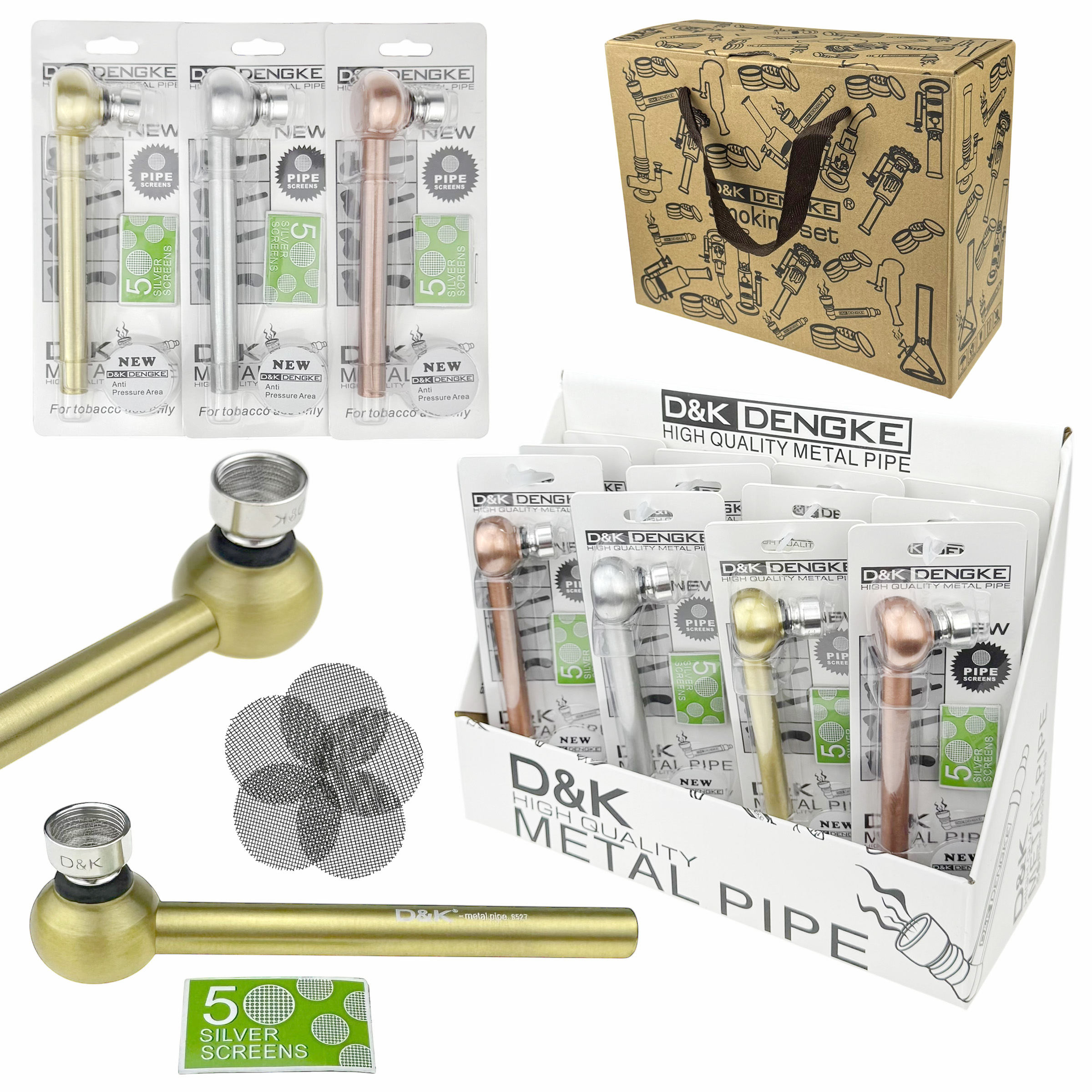 Трубка К металева 13см плеската в наборі з сітками(5шт) (12)/192/