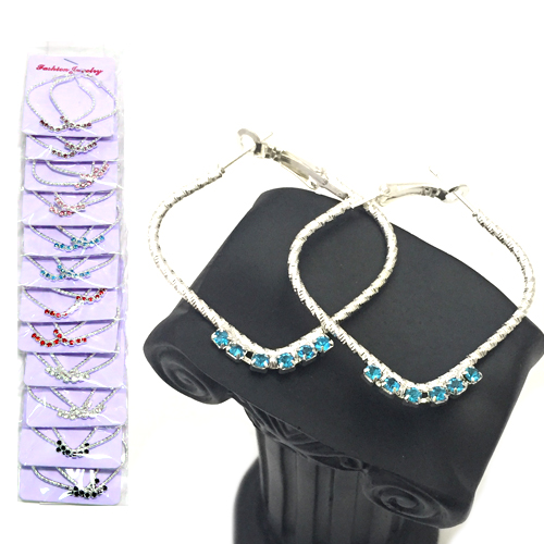 Серёжки кольца ромбовидные с камнями  (12)