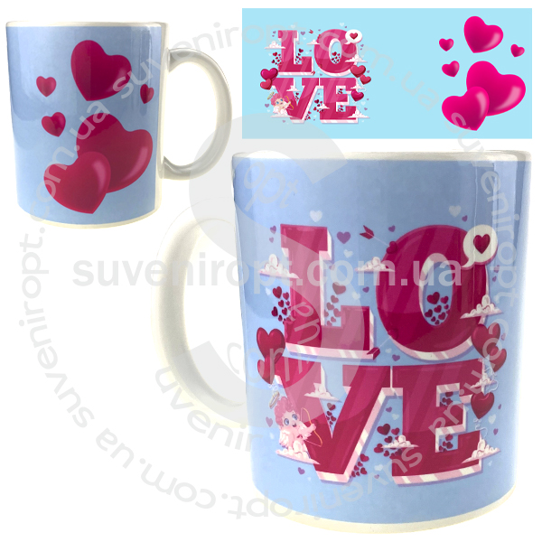Кружка LOVE в сердцах 310 гр (12)