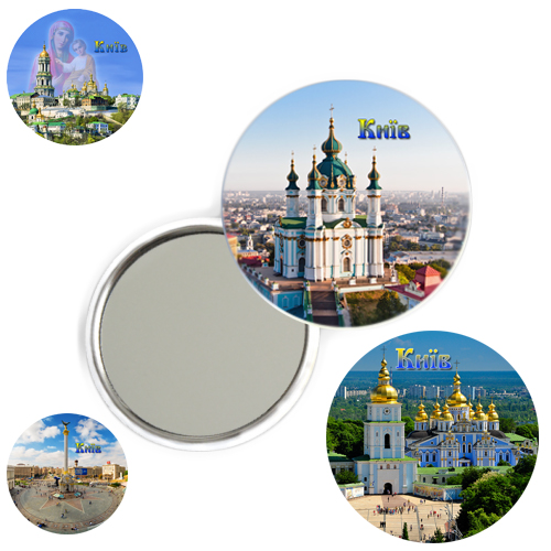 Зеркало карманное виды Киева 5.8 см (10)