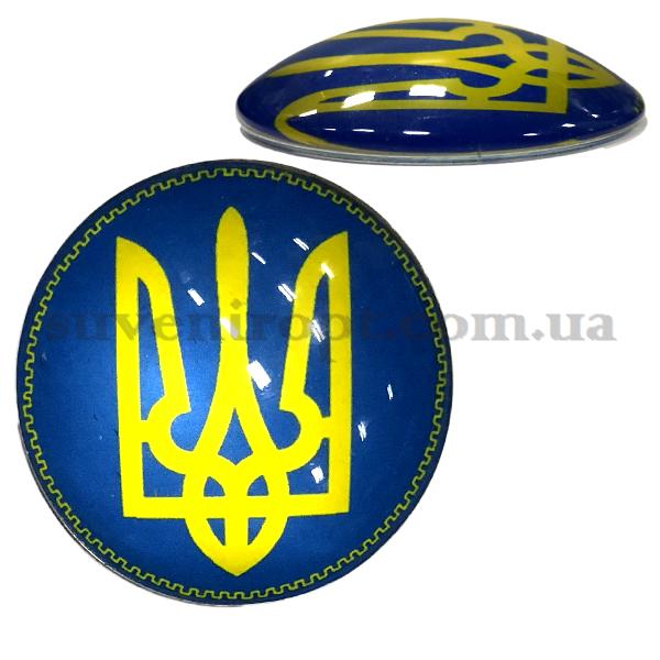 Магнит  стеклянный герб жёлто-синий 6 см (10)