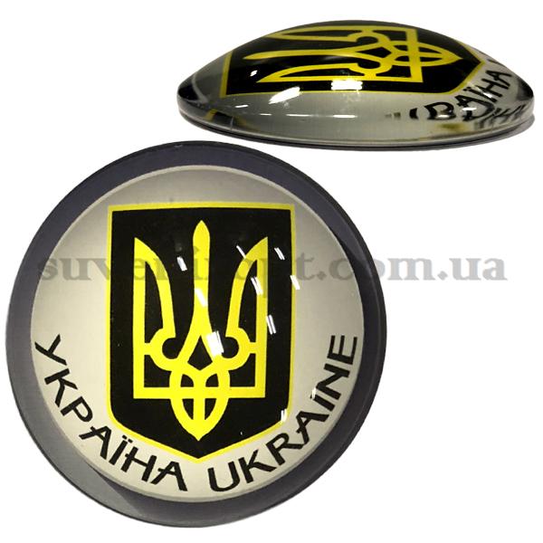 Магнит  стеклянный герб чёрно-серый  6 см (10)