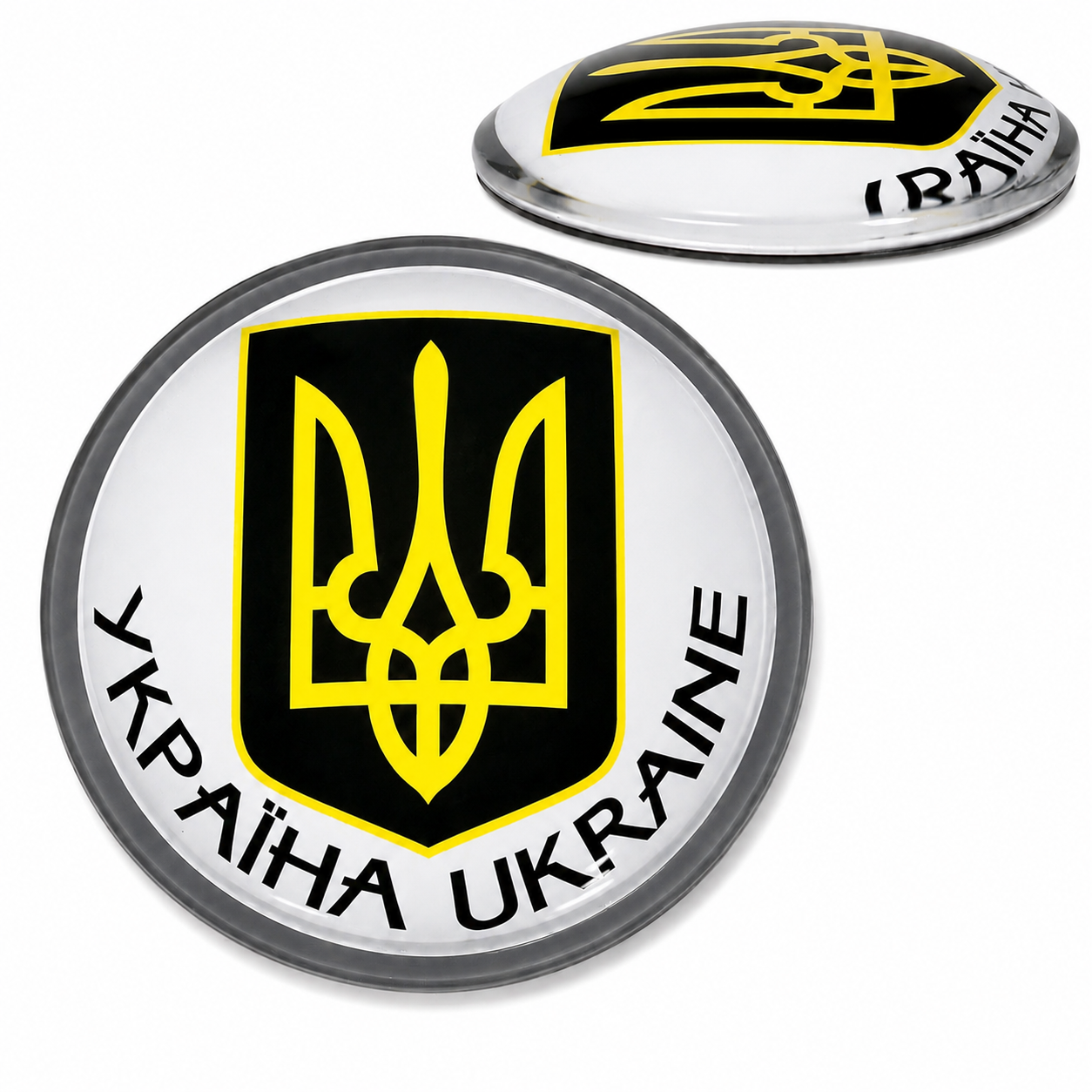 Магніт скляний герб чорно-сірий 6 см (10)