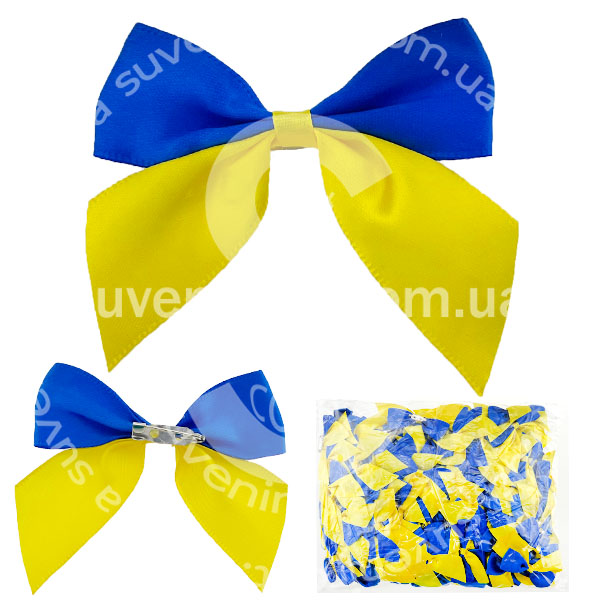 Бантик жовто-синій із шпилькою 6.5 см (200)