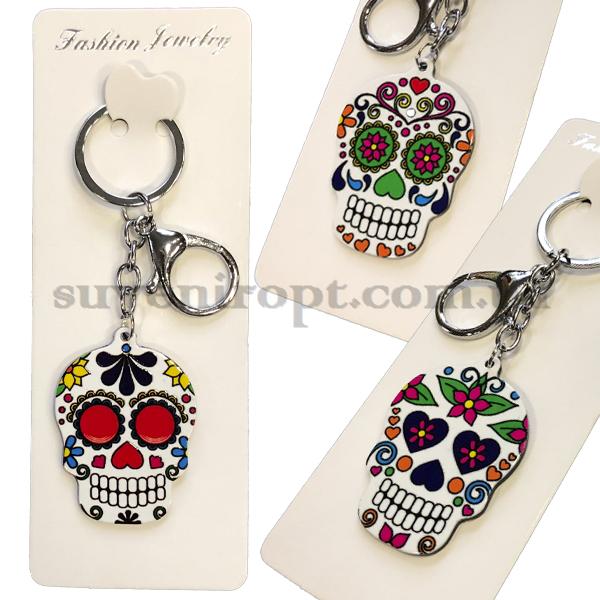 Брелок   в упаковке череп цветастый (12)