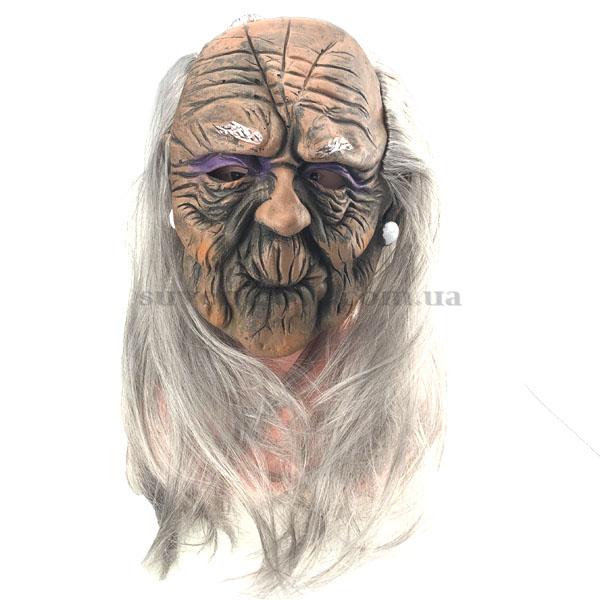 Маска бабулька морщинистая с длинными волосами