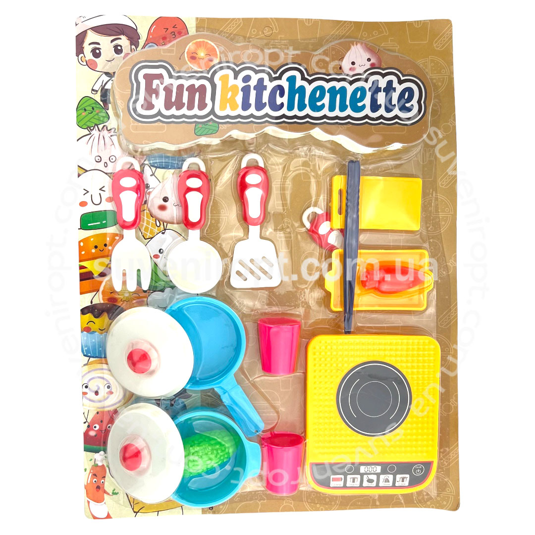 Набор для девочек кухня с плитой 12 предметов /72/