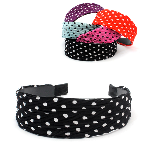 Обруч тканевый в горошек жатка 4см (20)