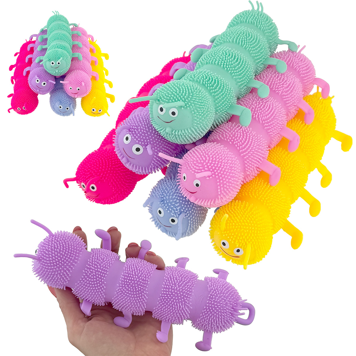 Йо-йо гусень п'яти шаровий кольоровий ,що світеться і блимає (12) /360/