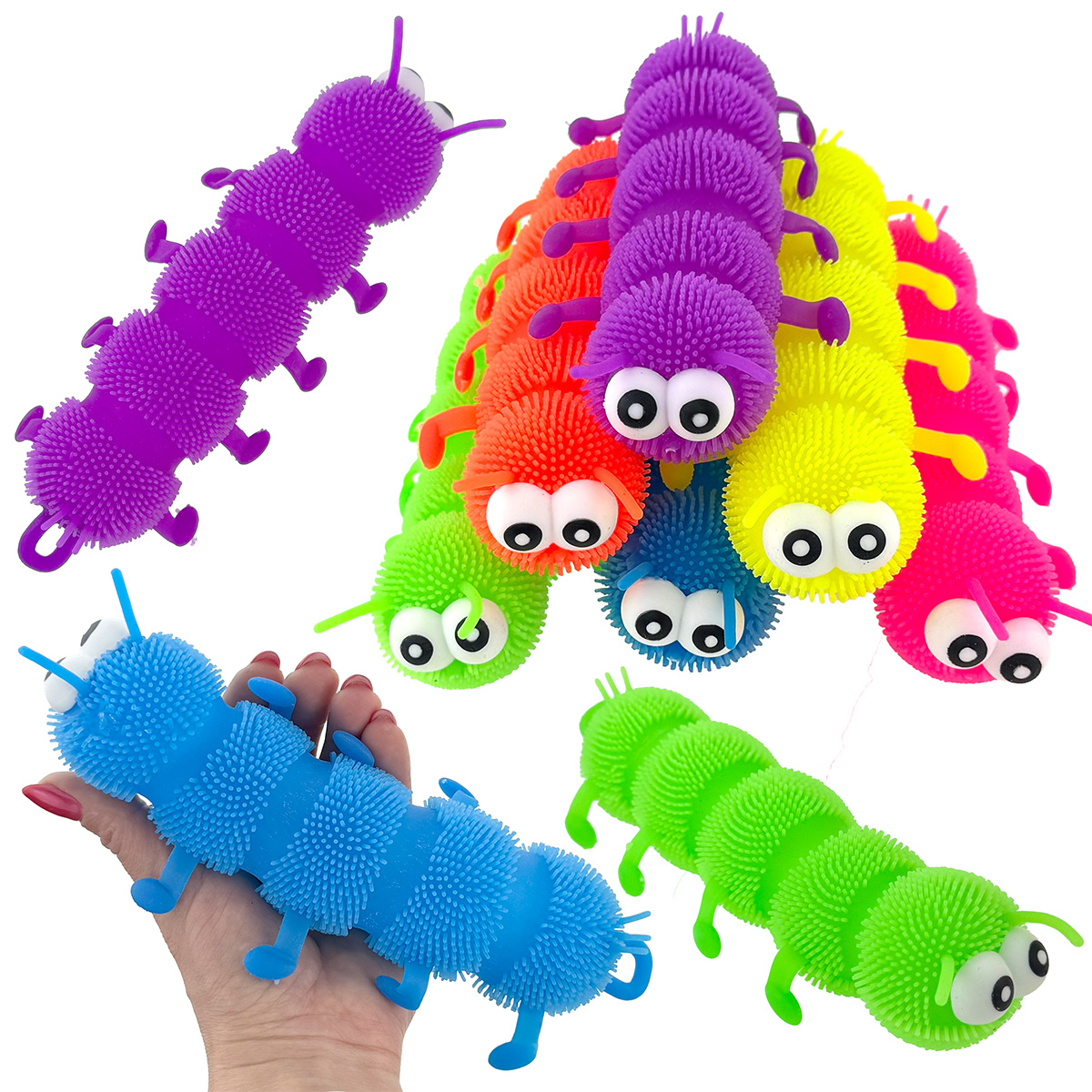 Йо-йо гусень п'яти шаровий з випухлими оченятами кольоровий ,що світеться і блимає (12) /360/