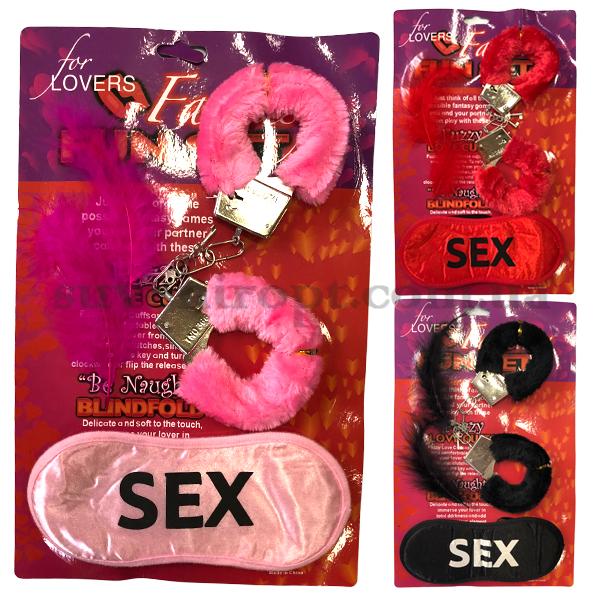 Набір комплект наручники кайданки,повязка та перо SEX /120/