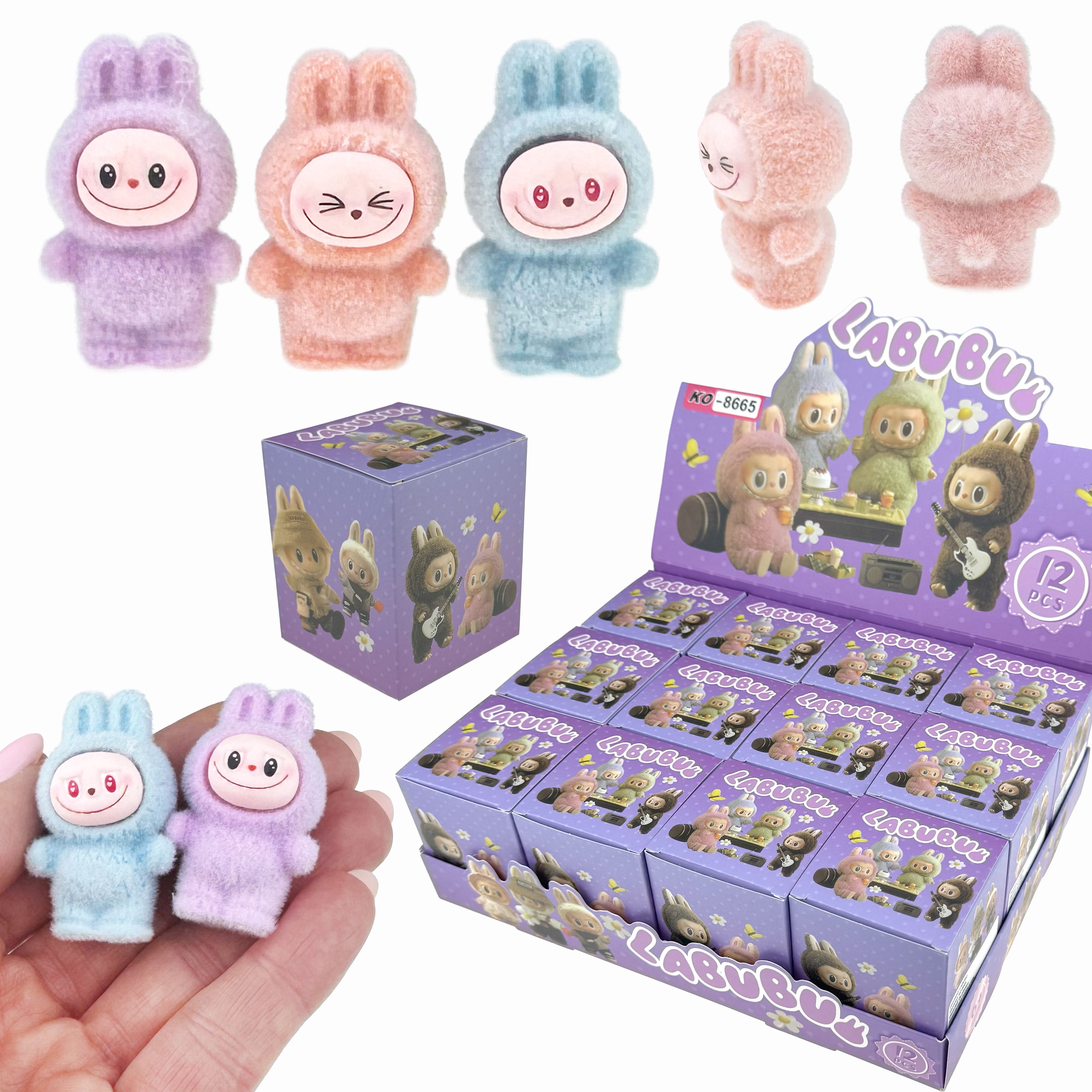 Iграшка велюрова LA BU BU стоіть кольорова в коробці 5 см (12) /720/